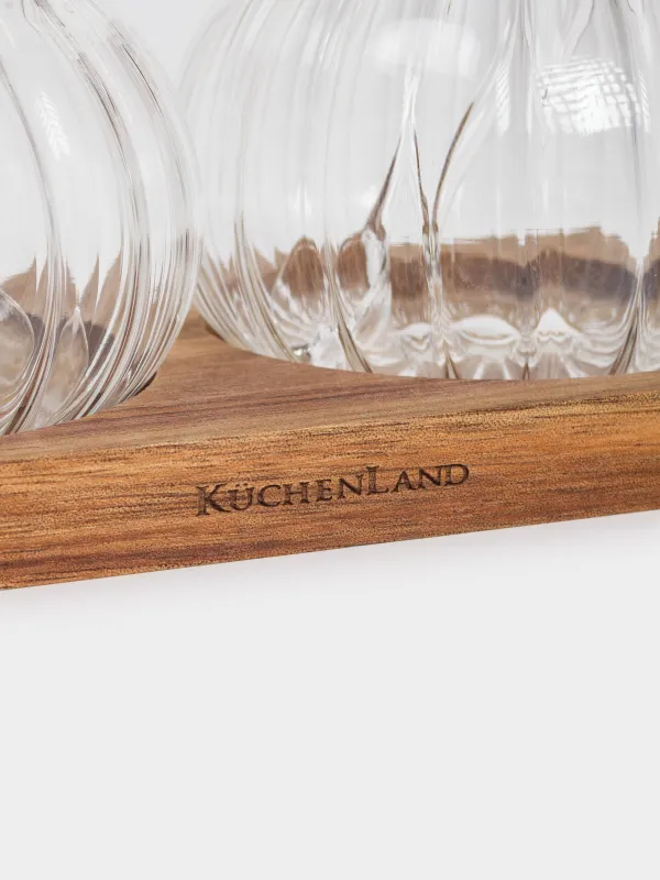 Джемге арналған ваза, 300 мл, 2 дана, қасығы бар, тұғырда, шыны/ағаш, Noble tree, image-2