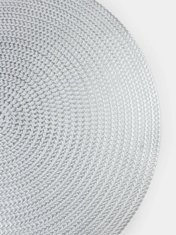 Салфетка под приборы, 38 см, ПВХ, круглая, серебристая, Azhur, image-3