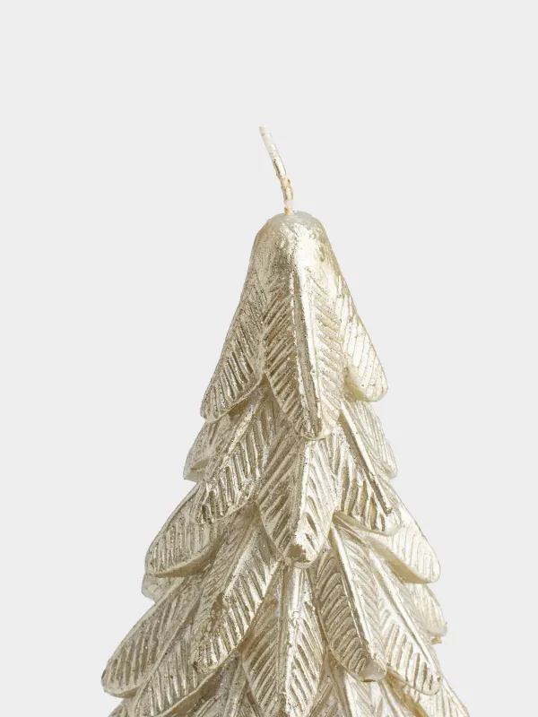 Свеча, 20 см, с блестками, золотистая, Ель, Fir candle, image-1