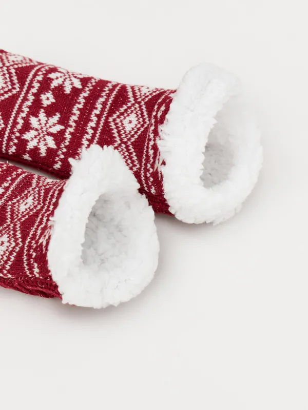 Әйелдер шұлықтары, үйге арналған, өлшемі 36-38, акрил/шерпа, қызыл, Қысқы өрнек, Hot winter, image-2