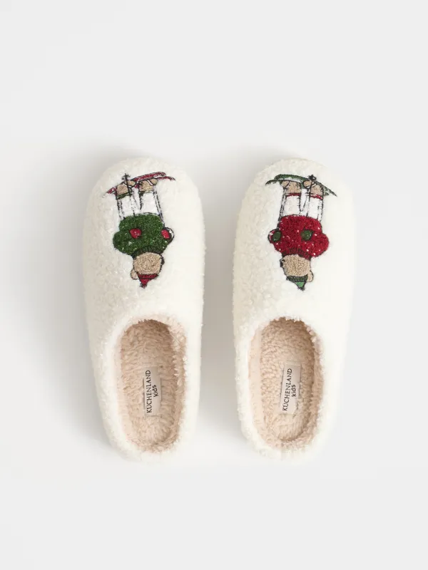 Тапочки детские, домашние, искусственный мех, молочные, Медведи, Needed, image-1