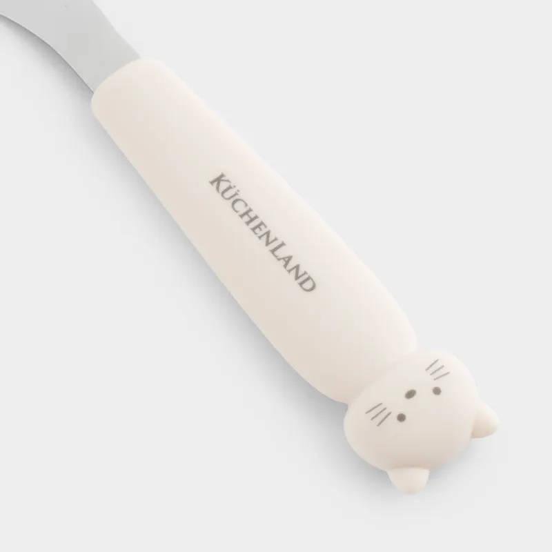 Балаларға арналған шанышқы, 14 см, болат/силикон, сарғылт-қоңыр, Мысық, Kiddy, image-3