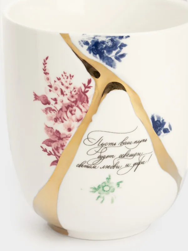 Кружка, 340 мл, фарфор N, бело-золотистая, Пожелание, Revival, image-3