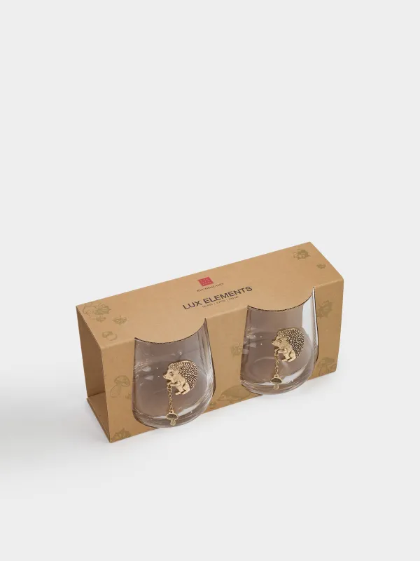 Стакан, 9 см, 430 мл, 2 шт, стекло/металл, Золотистый ежик, Lux elements, image-4