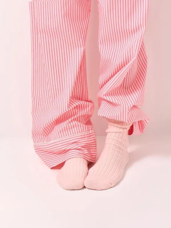 Брюки женские, домашние, хлопок/вискоза, розовые, Полоска, Lonisa, image-3