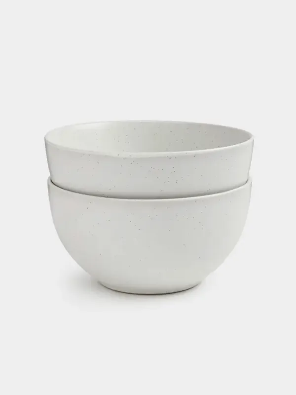 Сорпа тәрелкесі, 14х7 см, 2 дана, керамика, сүт түстес, дақты, Particle, image-0