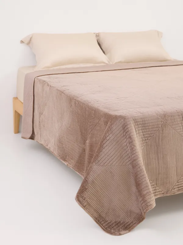 Көрпе, 220х240 см, көрпе, барқыт / микрофибра, қоңыр, Гауһар, Stitch velvet, image-0