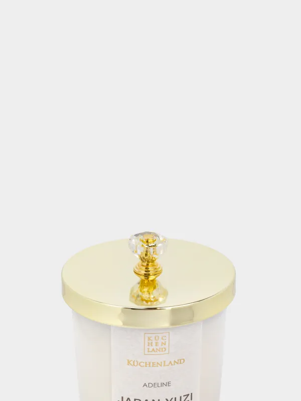 Хош иісті шам, 9 см, шам ұстағышта, қақпағы бар, ақ, Japan Yuzi, Adeline, image-4