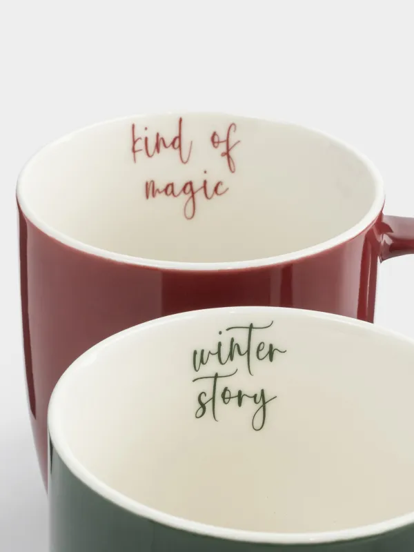 Кружка, 360 мл, 4 шт, фарфор N, бордовая/зеленая, Новогодний микс, Magic moments, image-4