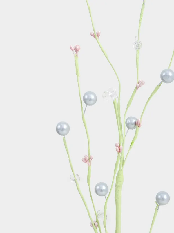 Сәндік бұтақ, 70 см, қағаз, Кристалдары бар көгілдір моншақтар, Balls decor, image-2