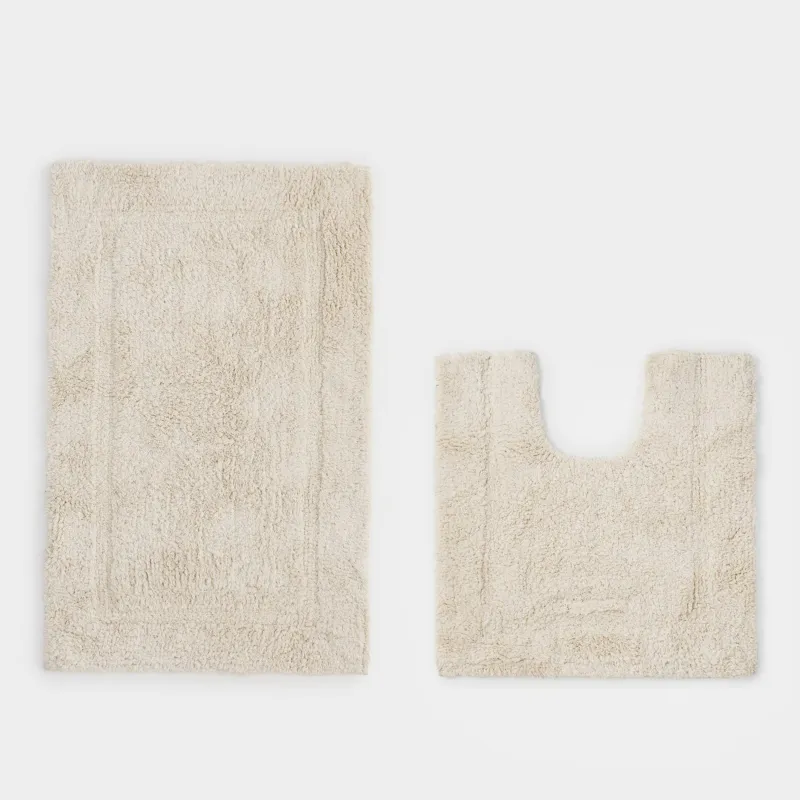 Жуынатын бөлмеге арналған кілемше, 50x80/50x50cm, 2 дана, сырғанауға қарсы, мақта, сүт түстес, Metric