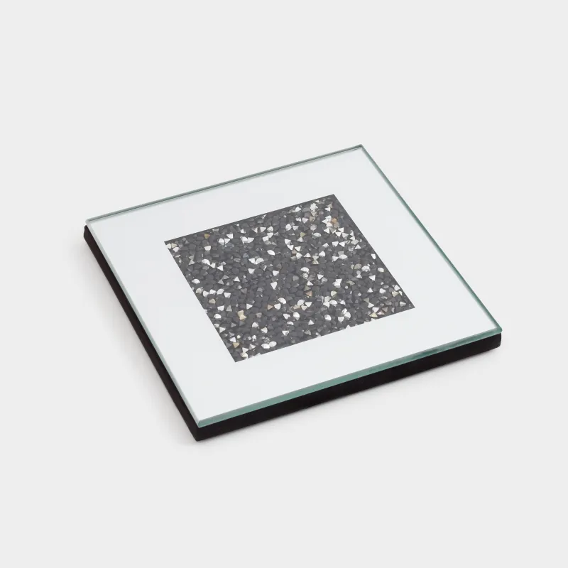 Саптыаяқ тұғыры, 10 см, шыны, шаршы, айна, Қара кристалдар, Glossy crystal