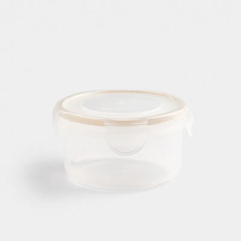 Контейнер, 400 мл, қыстырғыштары бар, пластик / силикон, дөңгелек, сарғыш, Roomy clip