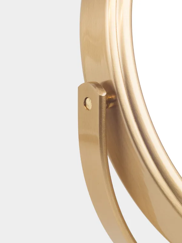 Зеркало настольное, 30x18/15 см, двустороннее, на ножке, металл, круглое, золотистое, Freya, image-3