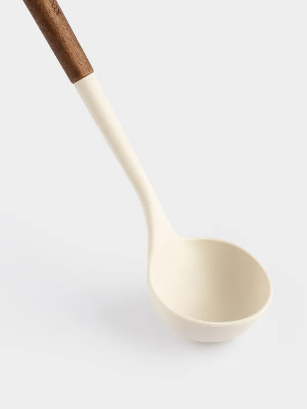 Половник, 32 см, силикон/дерево, бежевый, Lemsen, image-3