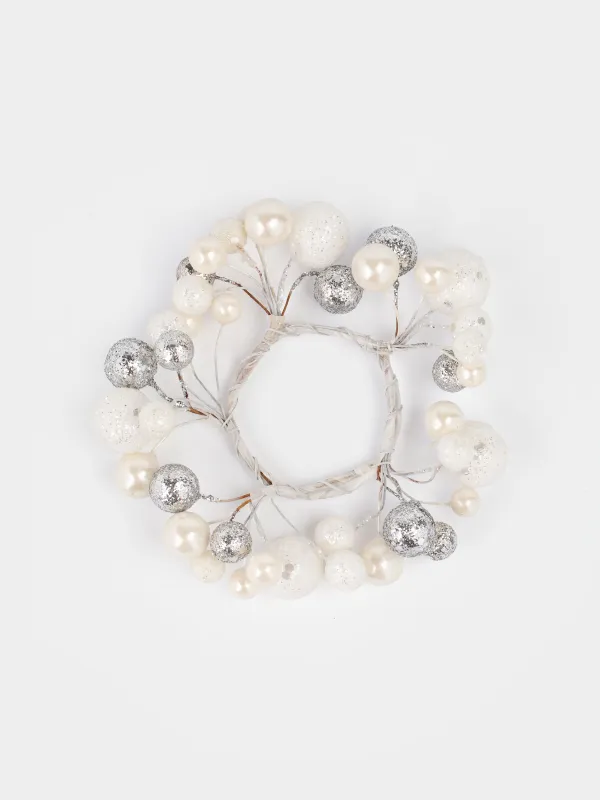 Майлық сақинасы, 5 см, пластик, сүтті күміс, Рождестволық шарлар, Balls sparkle, image-0