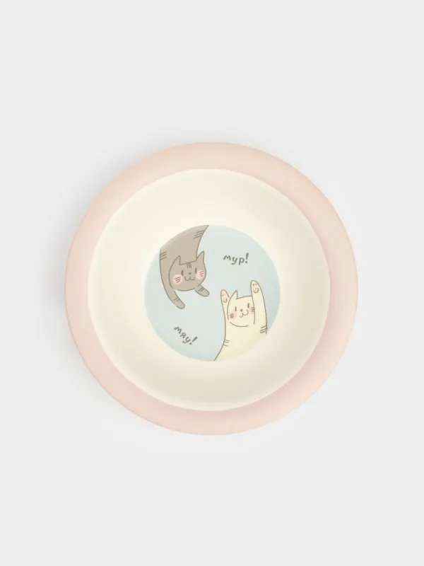 Сорпа тәрелкесі, балаларға арналған, 16х4 см, 300 мл, бамбук, Мамыргүл-көк, Мысықтар, Pretty friends, image-0