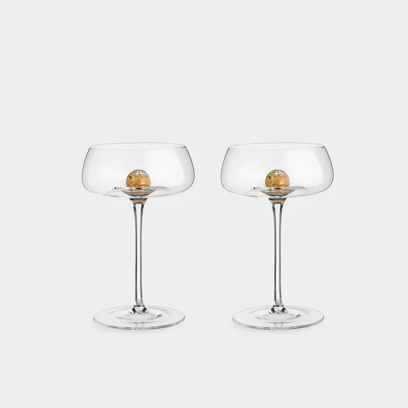 Шампанға арналған стақан, 250 мл, 2 дана, шыны, кәріптас шар, Соренто