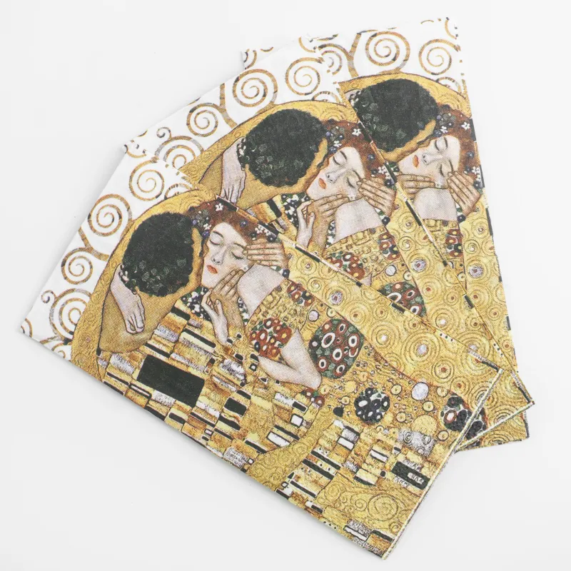 Қағаз майлықтар, 33х33 см, 20 дана, тікбұрышты, Поцелуй, Климт, Art поцелуй, image-1