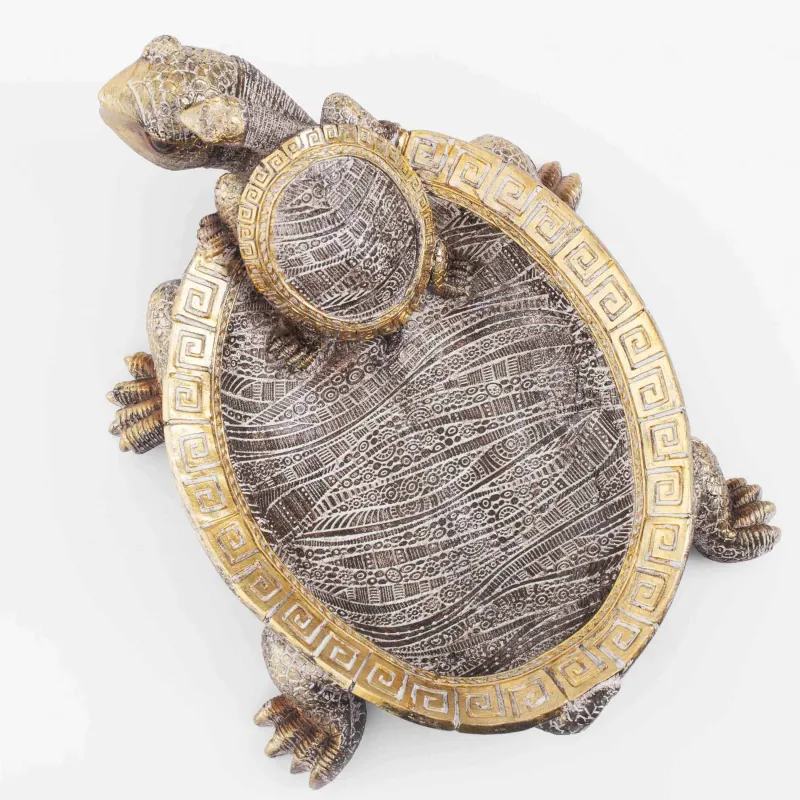 Сәндік ыдыс, 28х21 см, полирезин, алтын күміс, тасбақалар, Paradise island, image-3