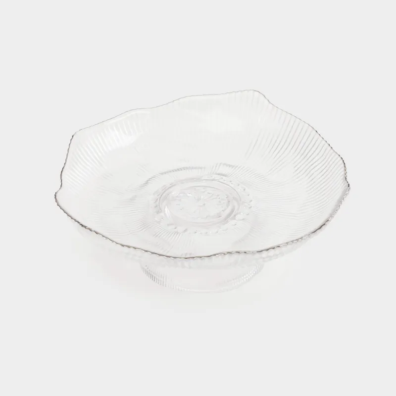 Ыдыс, аяқты, 23х9 см, шыны Р, күміс жиектері бар, Argos silver, image-2