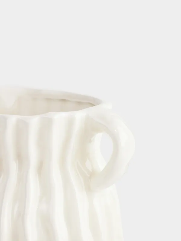 Ваза для цветов, 18 см, с ручками, Фактурные линии, Wavy, image-2