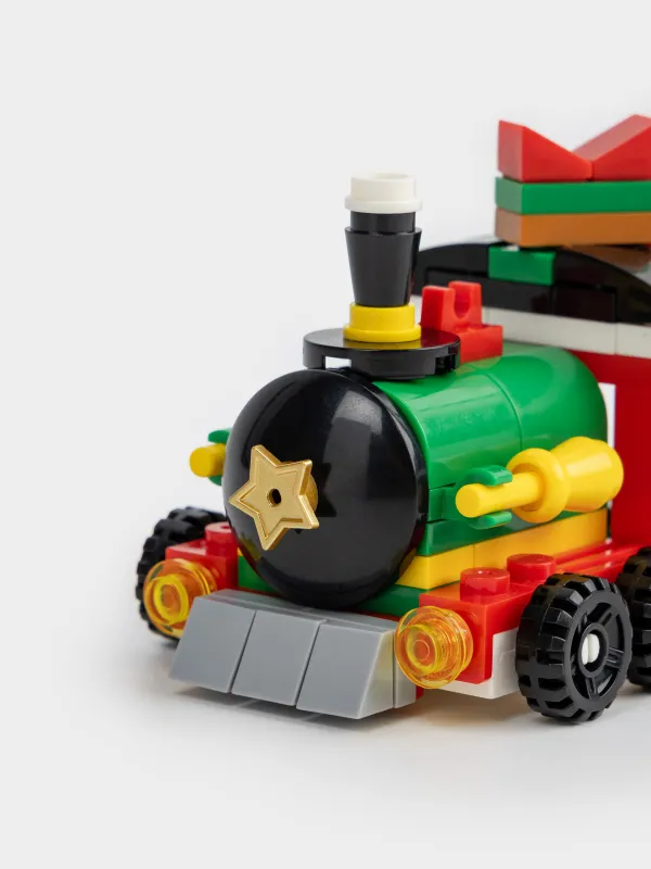 Конструктор, 8х6 см, 103 детали, пластик, цветной, Паровоз, Hobby kids, image-1