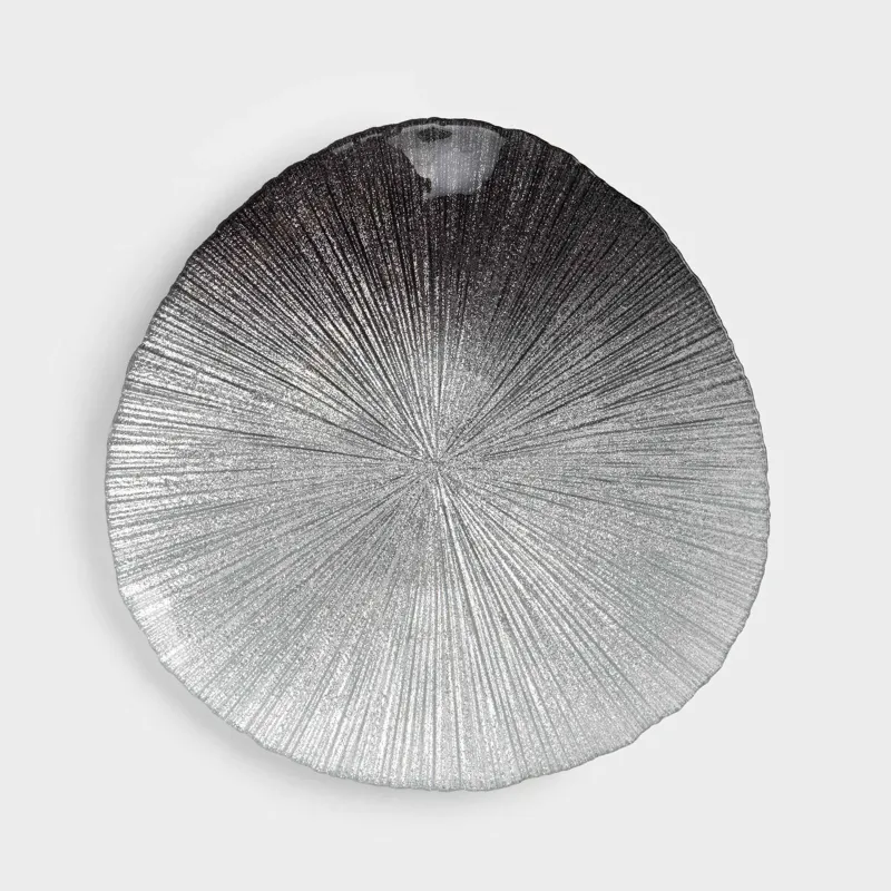 Тарелка обеденная, 28 см, стекло, серебристо-серая, Angle