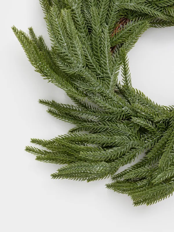 Сәндік гүл шоғы, 18/55 см, пластик/қағаз, Күміс түсті жылтырақтары бар қылқан инелер, Conifer decor, image-2