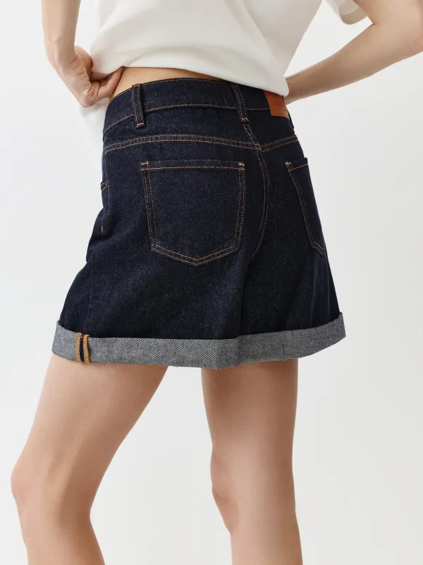 Әйелдер джинс шорттары, өлшемі XS, қайырымдары бар, мақта/полиэстер, көк, Yvette, image-3