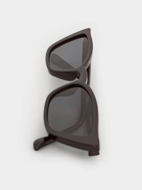 Очки солнцезащитные, пластик, черные, Кошачий глаз, Nifty, image-2