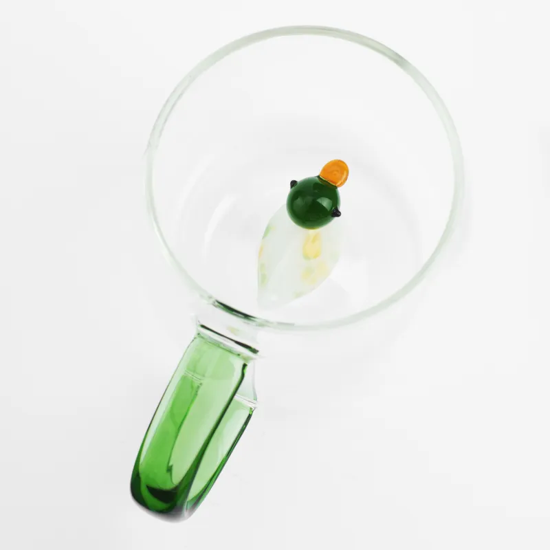 Кружка, 400 мл, стекло Б, зеленая ручка, Утка, Shape, image-2