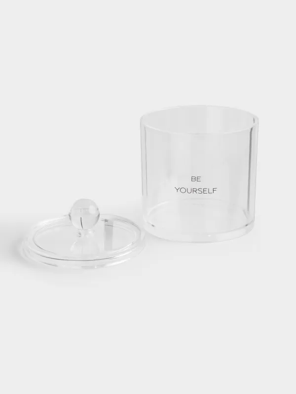 Контейнер для ватных дисков/палочек, 10х13 см, с крышкой, пластик, Basic font, image-4