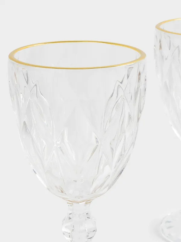 Шарап бокал-кубогы, 300 мл, 6 дана, шыны Р, алтын жиегі бар, Rhomb gold, image-5