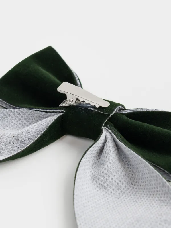 Сәндік әшекей, 15 см, қыстырғышы бар, полиэстер, жасыл, Бантик, Bow velvet, image-3