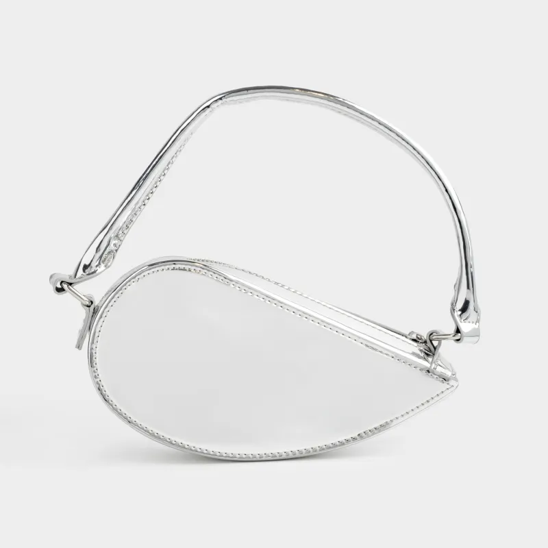 Сумка женская, 22х10 см, с ручкой, полиуретан, серебристая, Plenden