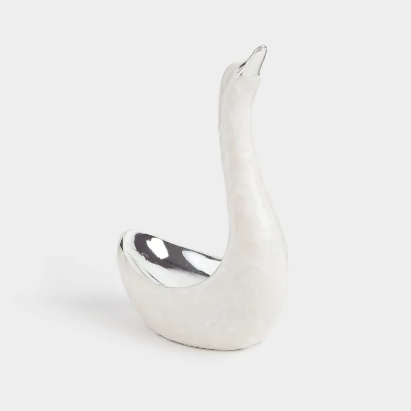 Зергерлік бұйымдарға арналған ұстағыш, 10 см, полирезин, күміс інжу, Аққу, Fantastic, image-1