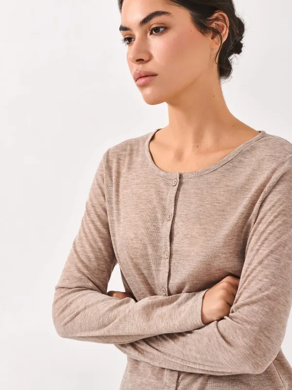 Әйелдер кардиганы, үйге арналған, өлшемі L, полиэстер/вискоза, құмды, Amelie, image-3