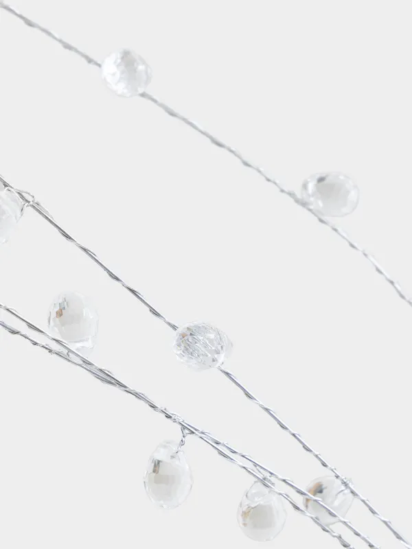 Сәндік бұтақ, 80 см, акрил/металл, Кристалдары бар күміс бұтақ, Crystal decor, image-3