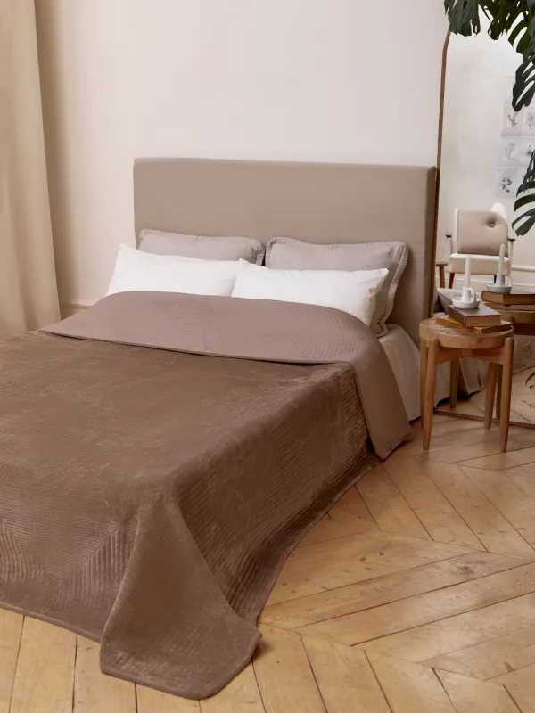 Көрпе, 220х240 см, көрпе, барқыт / микрофибра, қоңыр, Гауһар, Stitch velvet, image-2
