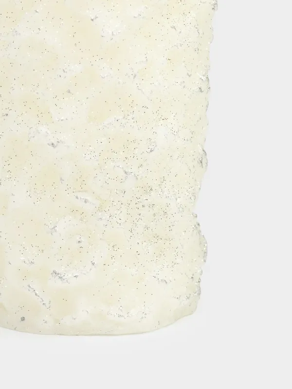 Свеча, 8х16 см, молочно-серебристая, Застывший снег, Snowy candle, image-2