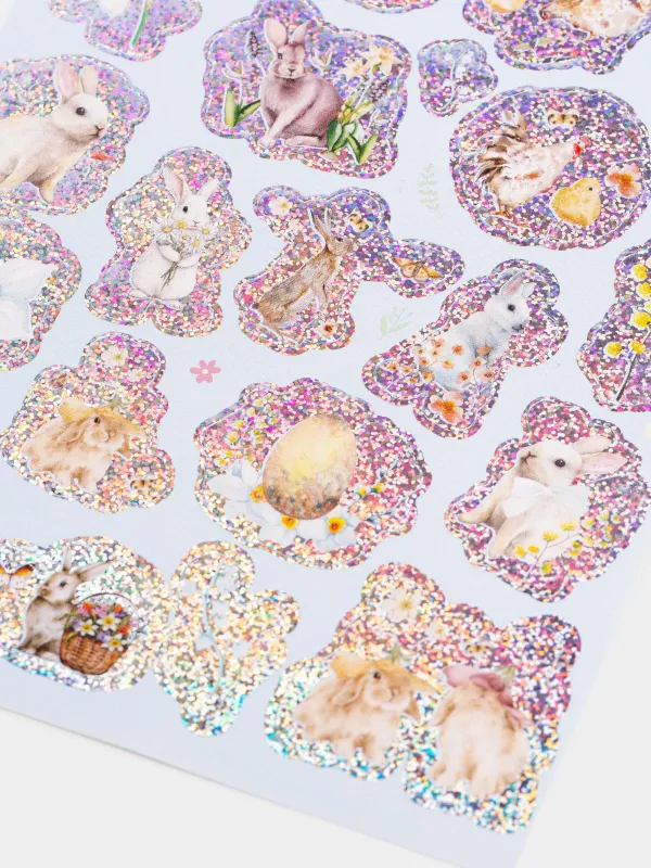 Набор наклеек для яиц, 17х10 см, 23 шт, пасхальный, с голографией, ПВХ, Пасха, Easter decal, image-1