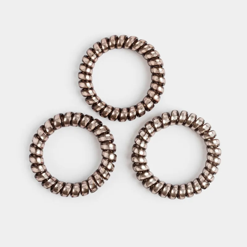 Резинка для волос, 5 см, 3 шт, ТПУ, серая, Спираль, Helix