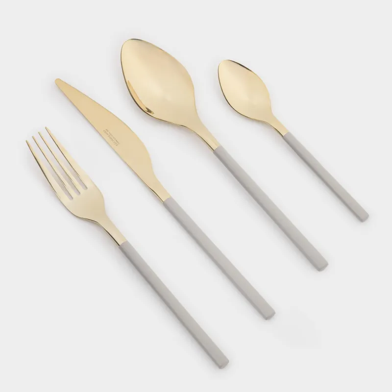 Столовые приборы, 6 перс, 24 пр, сталь, золотисто-бежевые, Milano, image-0