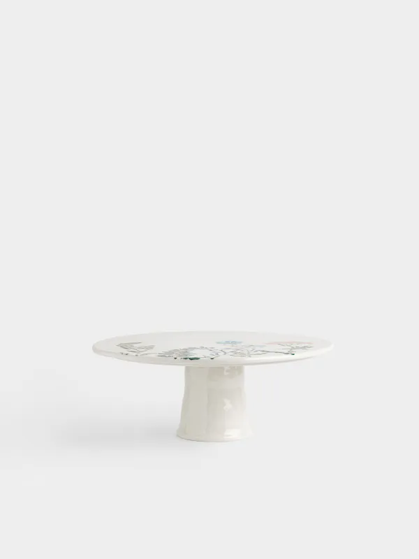 Ыдыс, аяқты, 25.5x10 см, фарфор N, сүт түстес, Кракелюрдегі шалғынды гүлдер, Floral meadow, image-0