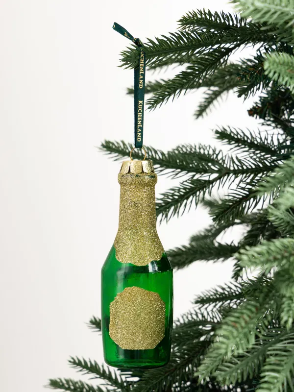 Игрушка елочная, 13 см, стекло, Бутылка шампанского в блестках, Figure sparkle, image-3