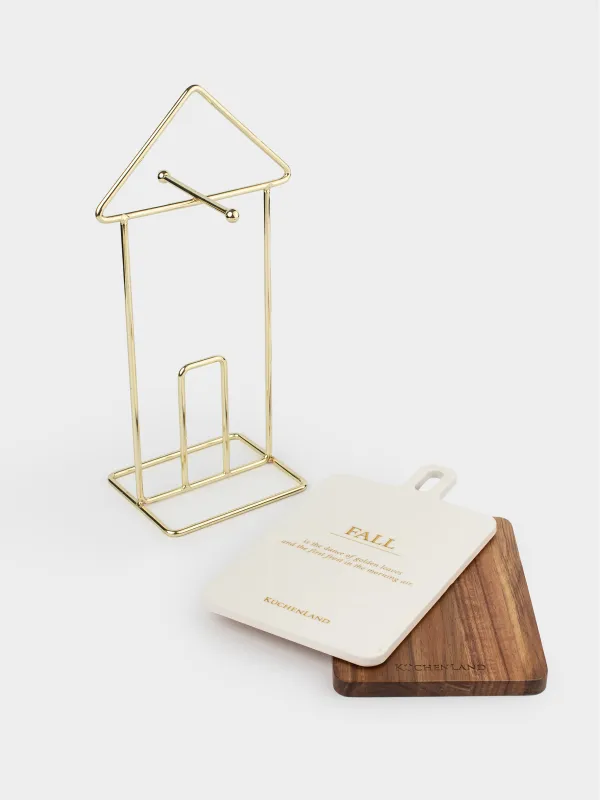 Ас үй ыдыстарының жиынтығы, 2 зат, тұғырда, ағаш/болат, Үй, Course, image-3