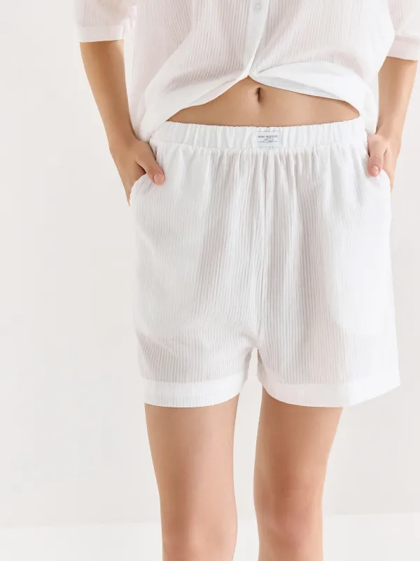 Әйелдер шорттары, үйге арналған, өлшемі L, мақта, ақ, Жолақтар, Leticia, image-1