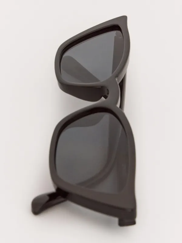 Очки солнцезащитные, пластик, черные, Кошачий глаз, Nifty, image-2