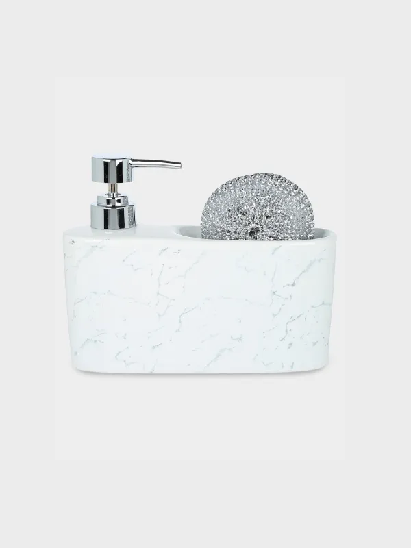 Жуғыш затқа арналған Диспенсер, 628 мл, ұйымдастырушы, губкамен, керамика, ақ, Maniera, image-0